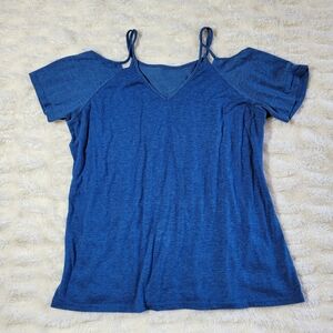 Blue Cold Shoulder Women's Top